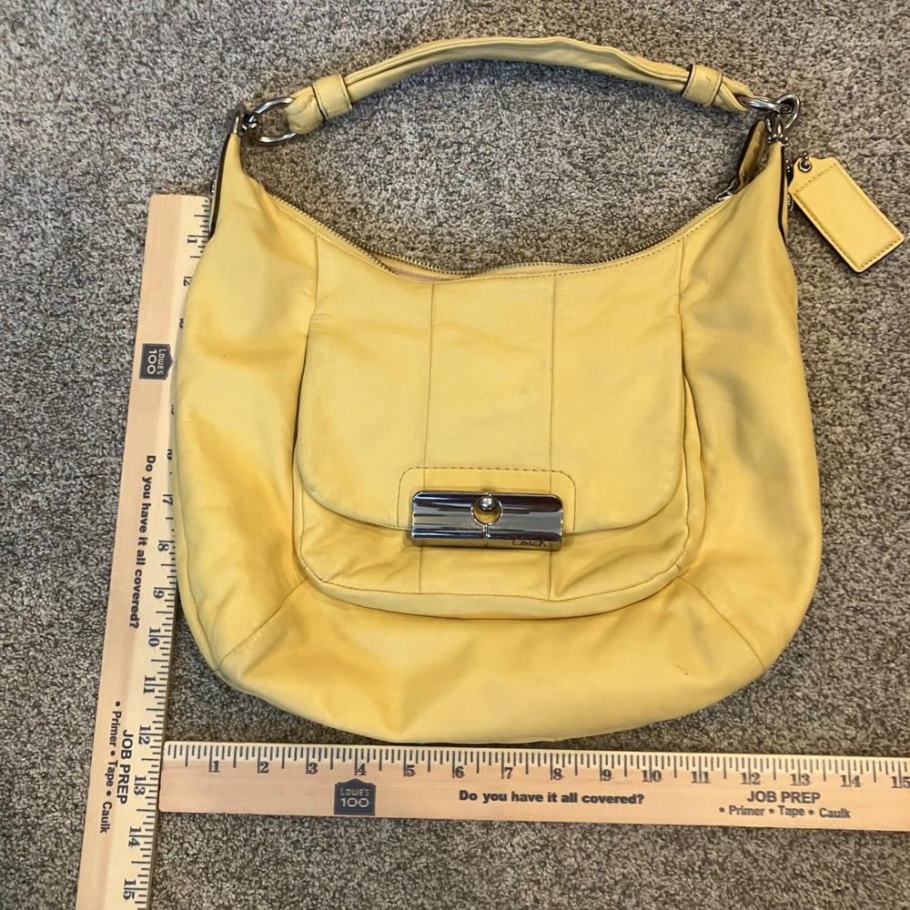 Coach Kristin Yellow Leather Hobo Shoulder Bag 16808 Silver Hardware Slouchy Y2K - Picture 3 of 14